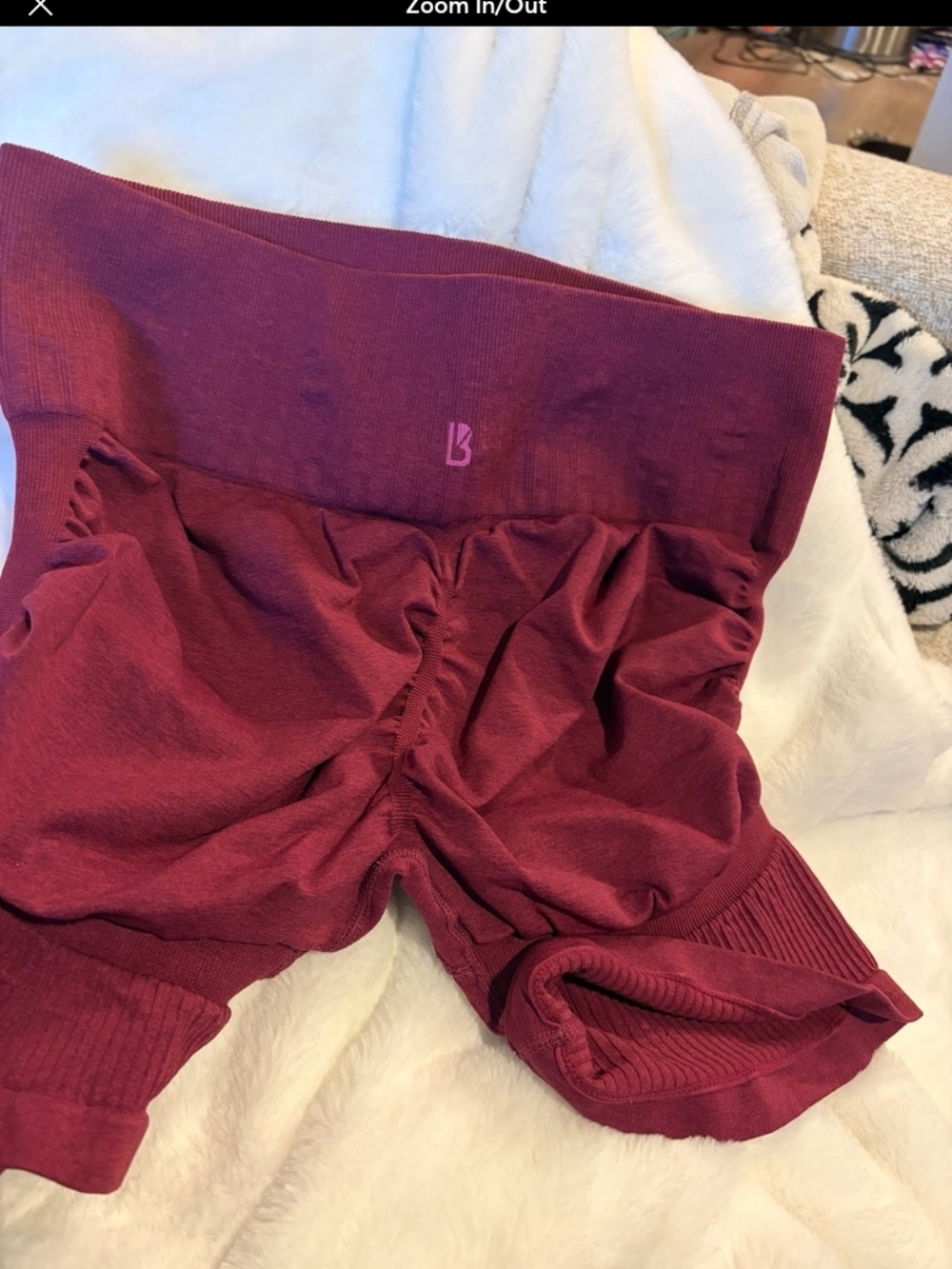 💕BuffBunny Seamless High-Waist Bike Shorts in Burgundy - Picture 4 of 6
